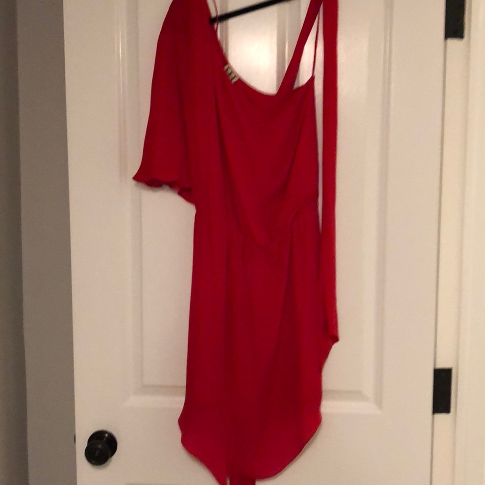 Haute Hippie Red one shoulder dress
